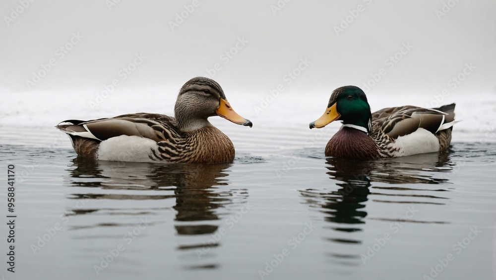 Three Ducks Set Against a White Background.