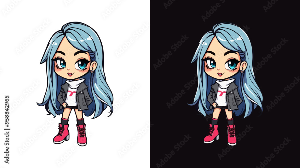 editable Beautiful girl cartoon face illustration. Cute anime gamer girl cartoon mascot logo vector
editable Beautiful girl cartoon face illustration. Cute anime gamer girl cartoon mascot logo vector