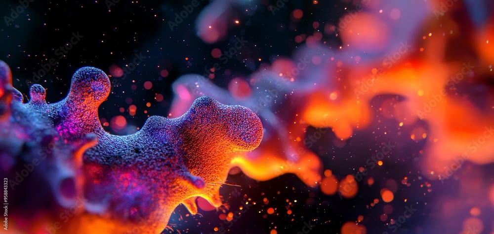 Abstract theory of existence visualized with minuscule organisms, colorful, detailed textures Abstract theory of existence visualized with minuscule organisms, colorful, detailed textures