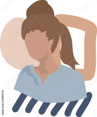 Faceless portrait of beautiful woman illustration on transparent background.
