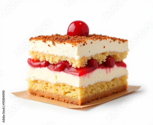 berry tiramisu cake on a white background isolated