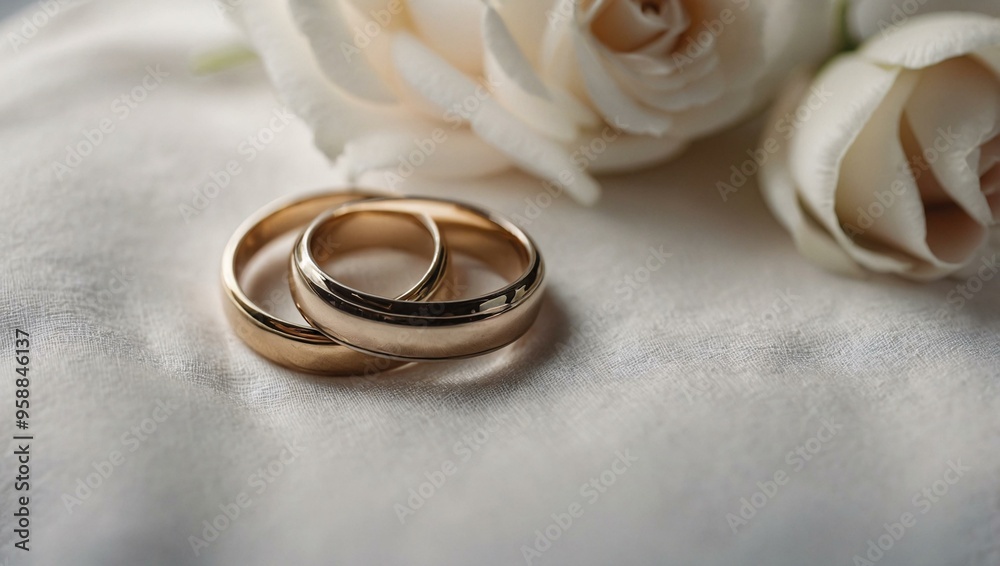 Two Wedding Bands on White Fabric Two Wedding Bands on White Fabric