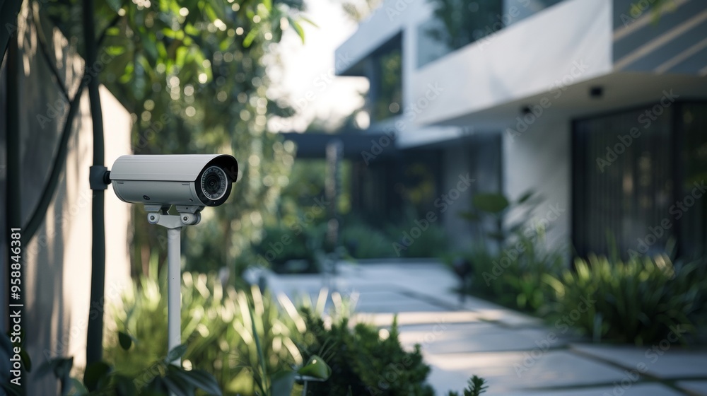 security camera in the garden of a house security camera in the garden of a house