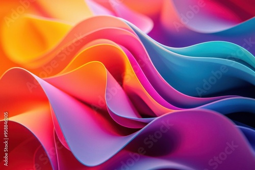 Wallpaper Mural Vibrant wave pattern in bold colors creates a stunning visual impact, perfect for backgrounds or abstract art projects. Torontodigital.ca