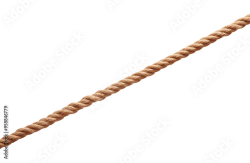 One brown braided rope isolated on white photo