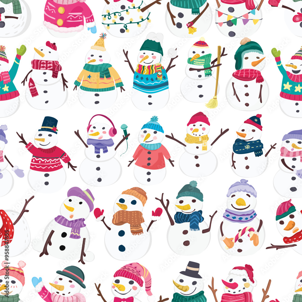 Snowman seamless pattern background.
Snowman seamless pattern background.