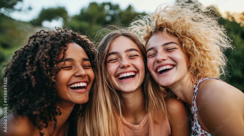Candid photos of young women laughing together. Candid photos of young women laughing together.