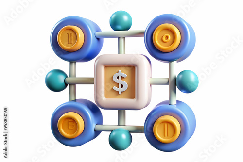 Enhancing Financial Forecasting with AI Predictive Analytics and Dollar Icons Frame in Photo Stock Concept - A border frame capturing the essence of predictive analytics symbols intertwined with dolla photo