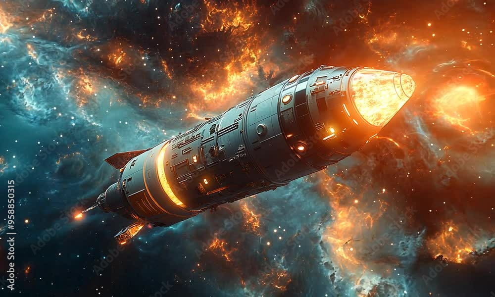 Spacecraft Journey Through Nebula Spacecraft Journey Through Nebula