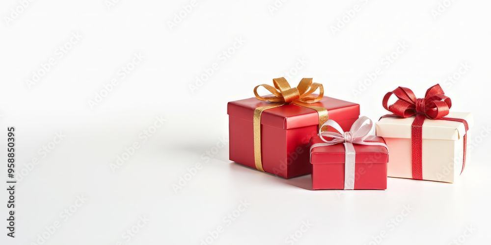 gift boxes with a red bow on a white background gift boxes with a red bow on a white background