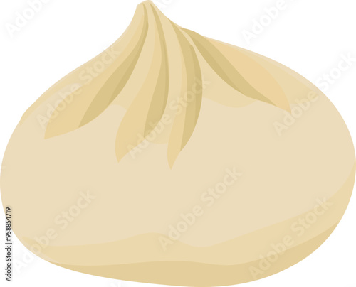 Chinese steamed bun illustration on transparent background.
