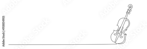 Violin vector illustration in one continuous editable line drawing style. Editable stroke
