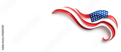 A dynamic representation of American patriotism, featuring flowing red and white stripes alongside a blue flag element.