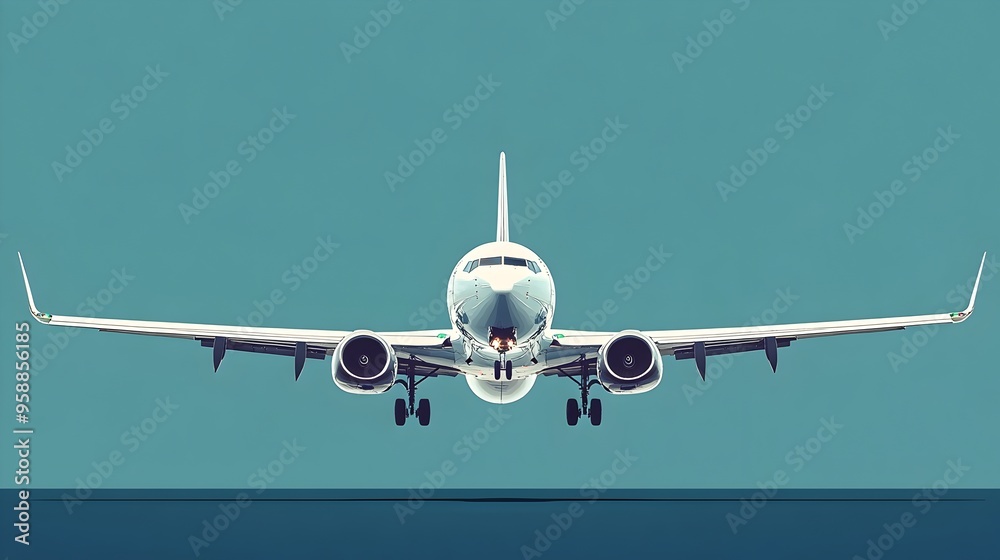 Nose-diving Airplane in Minimalist Pop Art Style on Deep Blue Background Nose-diving Airplane in Minimalist Pop Art Style on Deep Blue Background