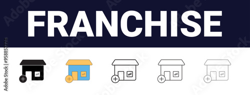 Different style Franchise Icons set collection. Franchise Line editable icons set. black outline franchise icons set, Editable, filled, outline, line and stroke style can be used for web, mobile, ui,	