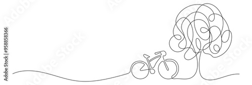 Bike vector illustration in one continuous editable line drawing style. Editable stroke