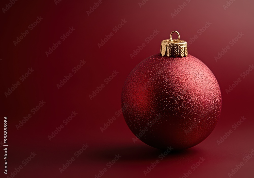 Elegant Red Christmas Bauble with Gold Cap Elegant Red Christmas Bauble with Gold Cap