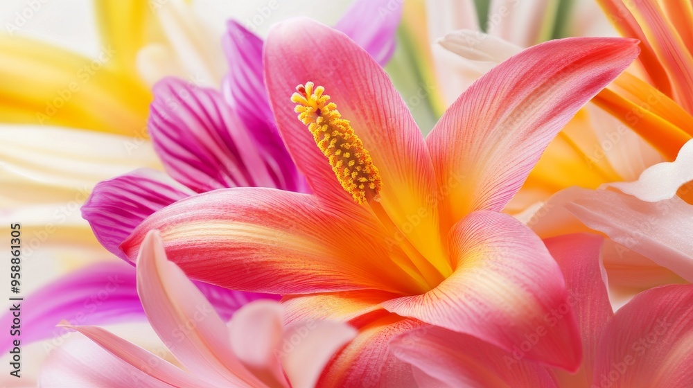 Fototapeta premium Pink Lily Flower Close Up.