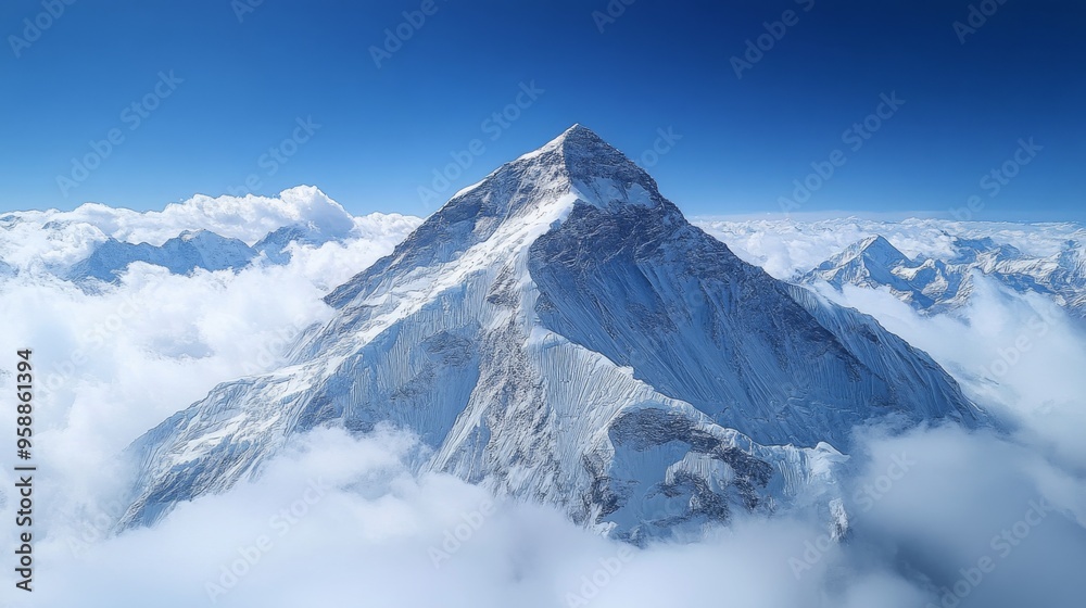 Obraz premium Majestic Snow-Capped Mountain Peak