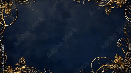 A rich navy blue background with gold embellishments and a luxurious border for a certificate