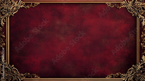 A dark red velvet texture background with gold embossed designs and a refined border for a certificate