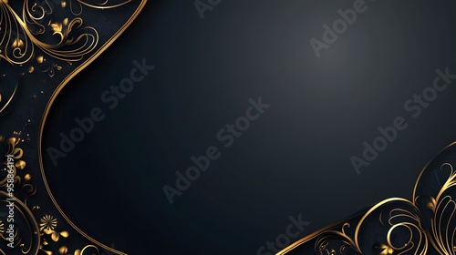 A luxurious dark grey background with gold filigree details and a refined, elegant border for a certificate