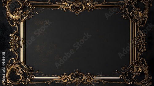 A sophisticated black background with subtle gold detailing and an ornate border design for a luxury certificate