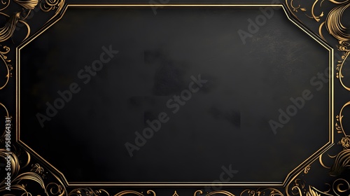 A sophisticated black background with subtle gold detailing and an ornate border design for a luxury certificate