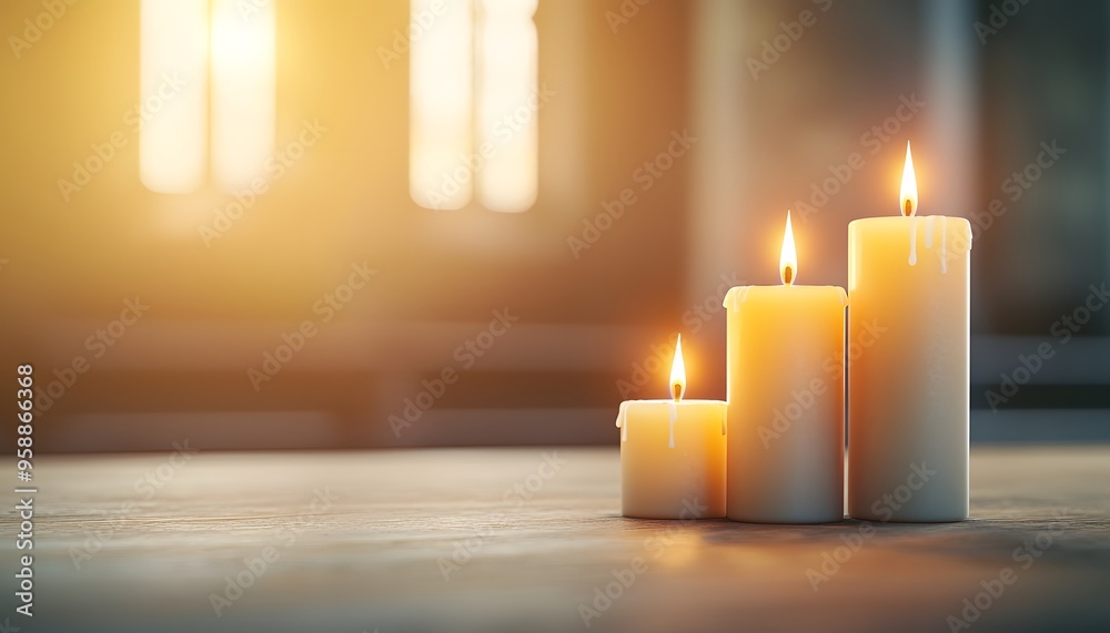 A serene arrangement of lit candles casting a warm glow, ideal for evoking tranquility and relaxation in any setting. A serene arrangement of lit candles casting a warm glow, ideal for evoking tranquility and relaxation in any setting.