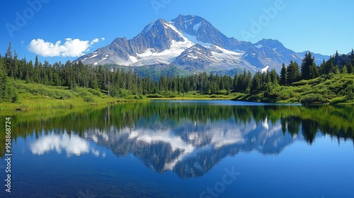 Stunning Mountain Reflection in Pristine Alpine Lake