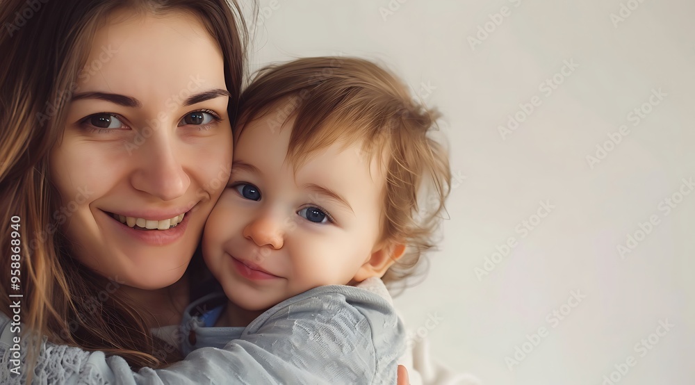 Portrait of a happy mother with her adorable little daughter at home Portrait of a happy mother with her adorable little daughter at home