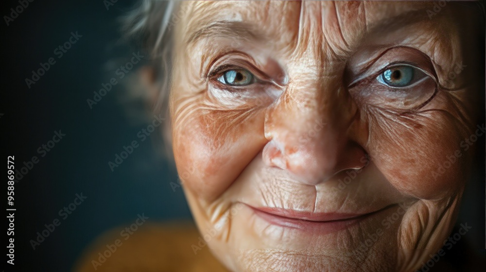 A close-up of an older woman with a gentle smile, highlighting the natural lines of her face and the twinkle of kindness in her eyes. A close-up of an older woman with a gentle smile, highlighting the natural lines of her face and the twinkle of kindness in her eyes.