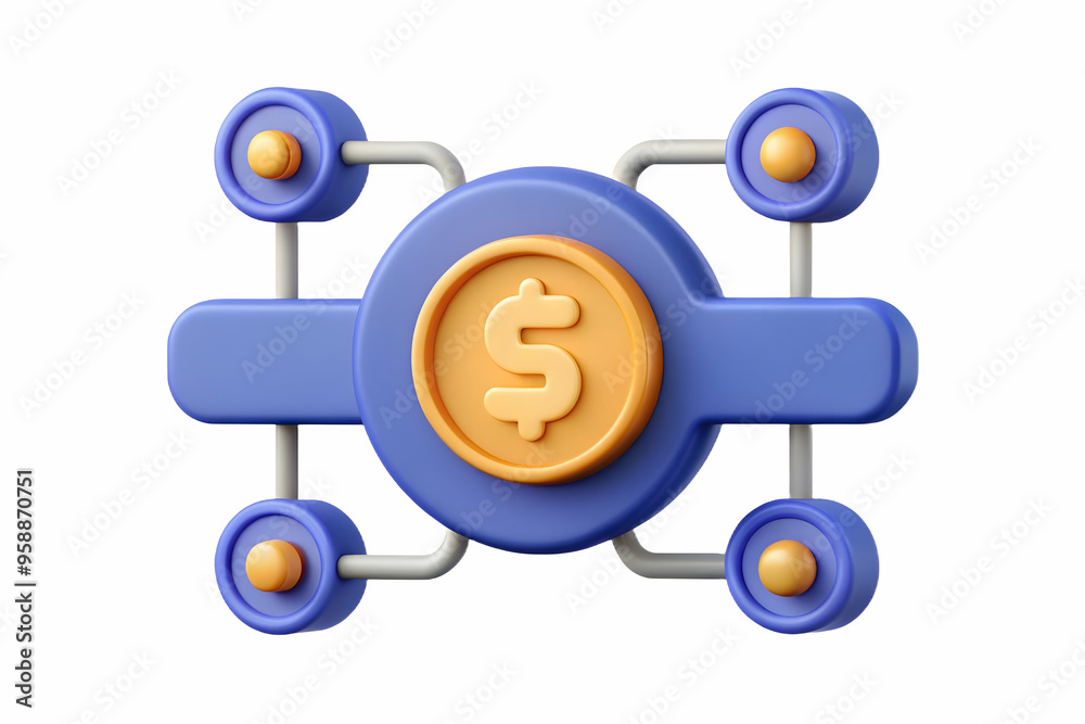 Flat AI Data Stream and Coin Concept - Abstract Vector Illustration of AI-Driven Data Flowing Into Financial Decisions on White Background - Smart Business Tone Flat AI Data Stream and Coin Concept - Abstract Vector Illustration of AI-Driven Data Flowing Into Financial Decisions on White Background - Smart Business Tone