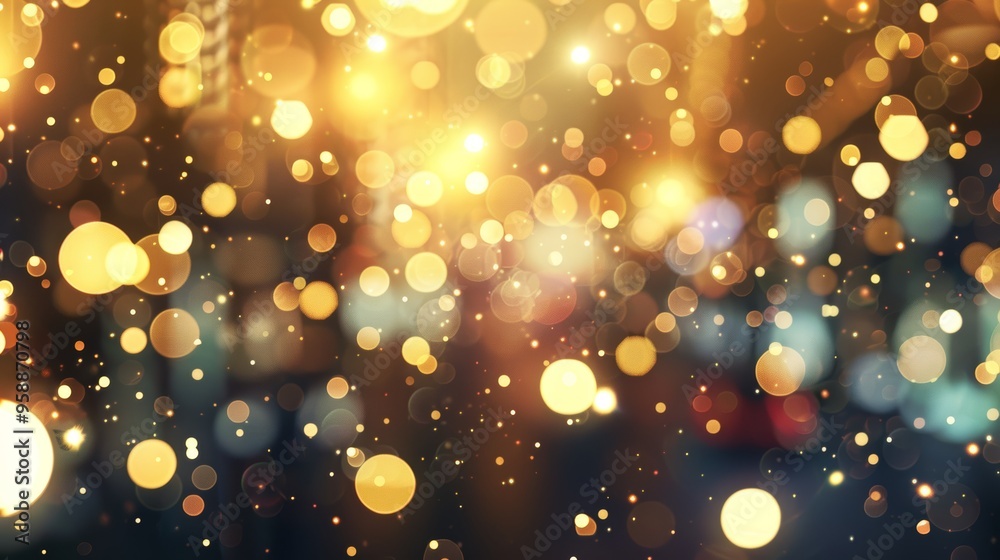 Bokeh Background with Bright Yellow and White Lights Perfect for Nightlife or City Events Banner Design