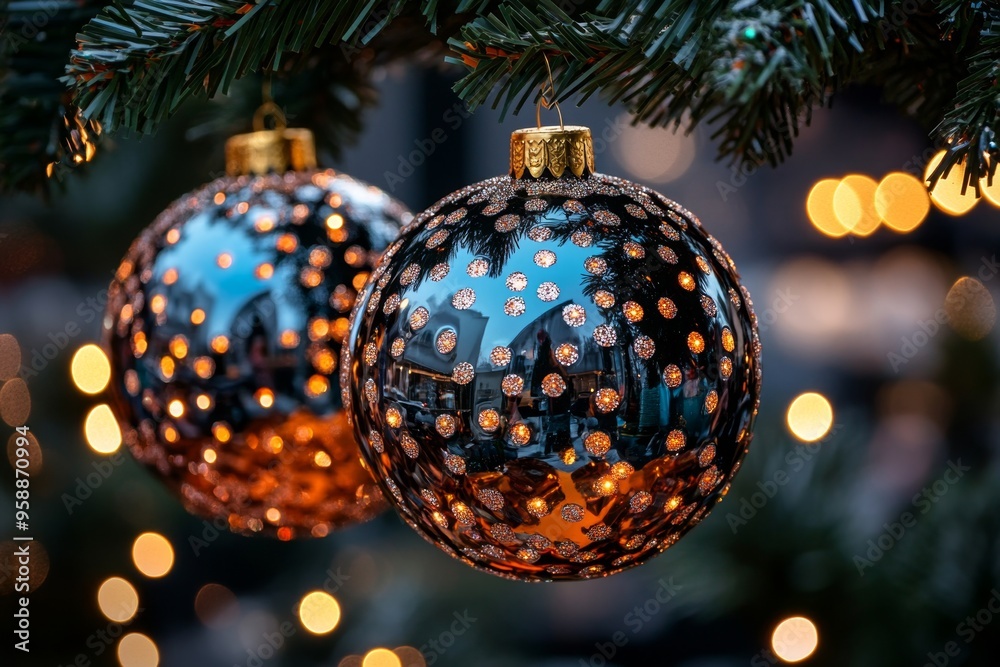 Abstract Christmas, shimmering light, reflective surfaces capture the glow and sparkle of the holiday season Abstract Christmas, shimmering light, reflective surfaces capture the glow and sparkle of the holiday season