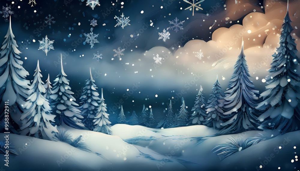 Winter landscape with snowflake Winter landscape with snowflake