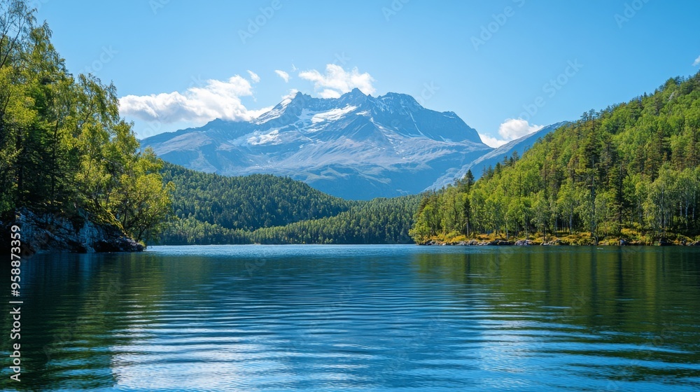 Fototapeta premium Alpine Mountain Lake Landscape