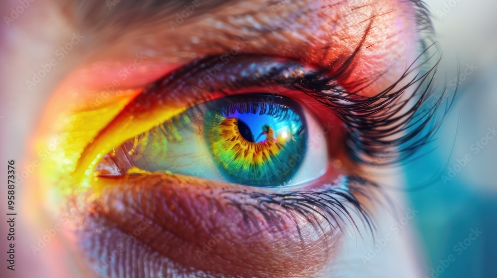 A Close-up View of a Colorful Eye A Close-up View of a Colorful Eye