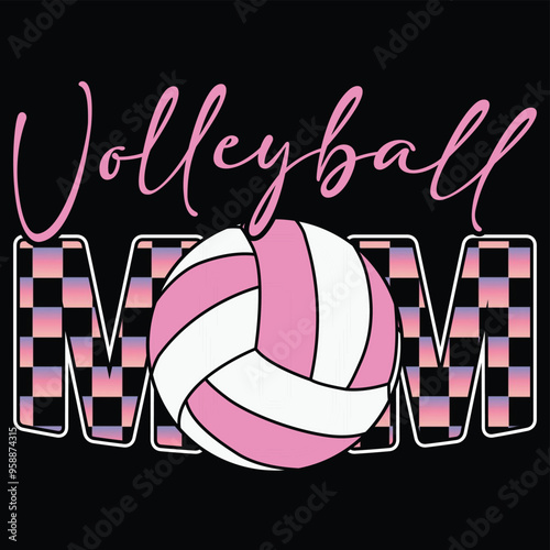 Volleyball mom t-shirt design vector template