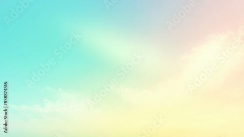 A bright gradient background with a transition from sky blue to soft green, creating a light and airy effect.