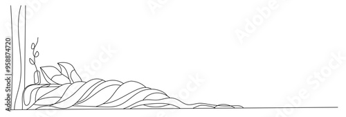 One continuous editable line drawing of bed vector illustration. Editable stroke