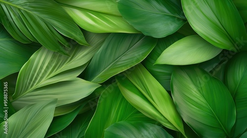 A close up of green leaves with a variety of shapes and sizes