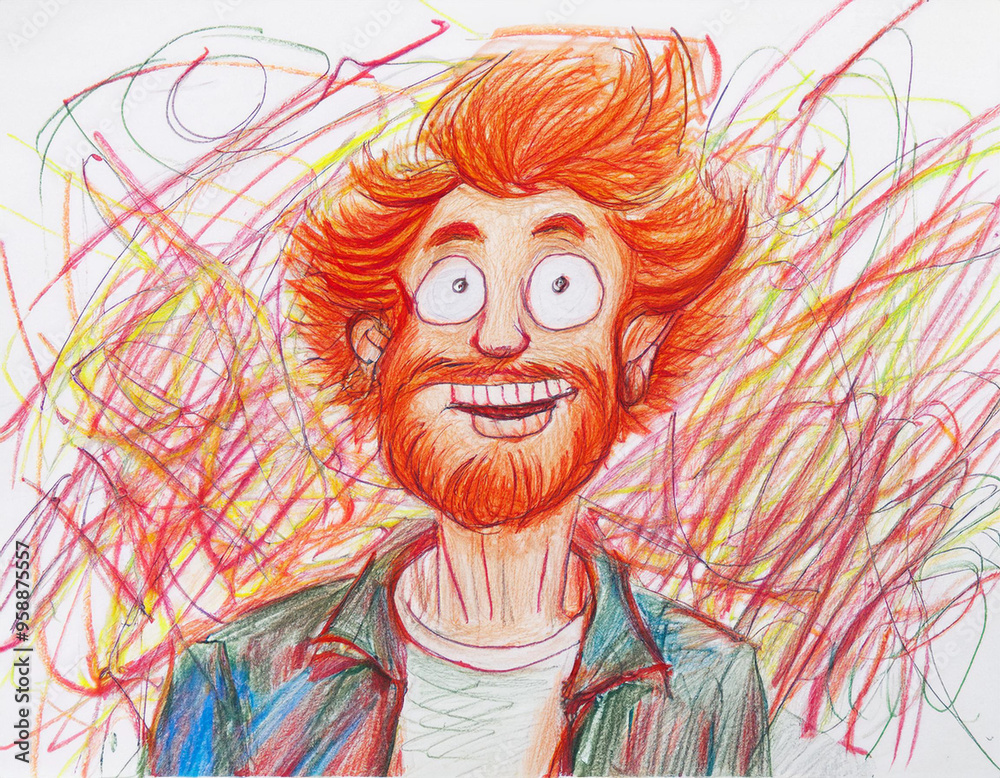 Funny Caricature of a Man on White Background