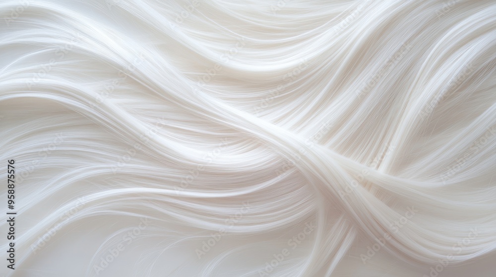 Obraz premium A long, white hair strand with a lot of texture