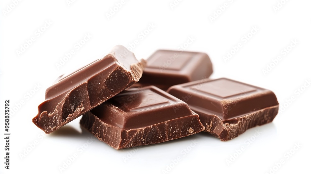 Chocolate piece on white Chocolate piece on white