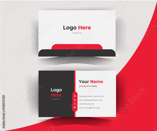 Business card Modern, Creative business card, name card, visiting cards, visit card, corporate red business cards.