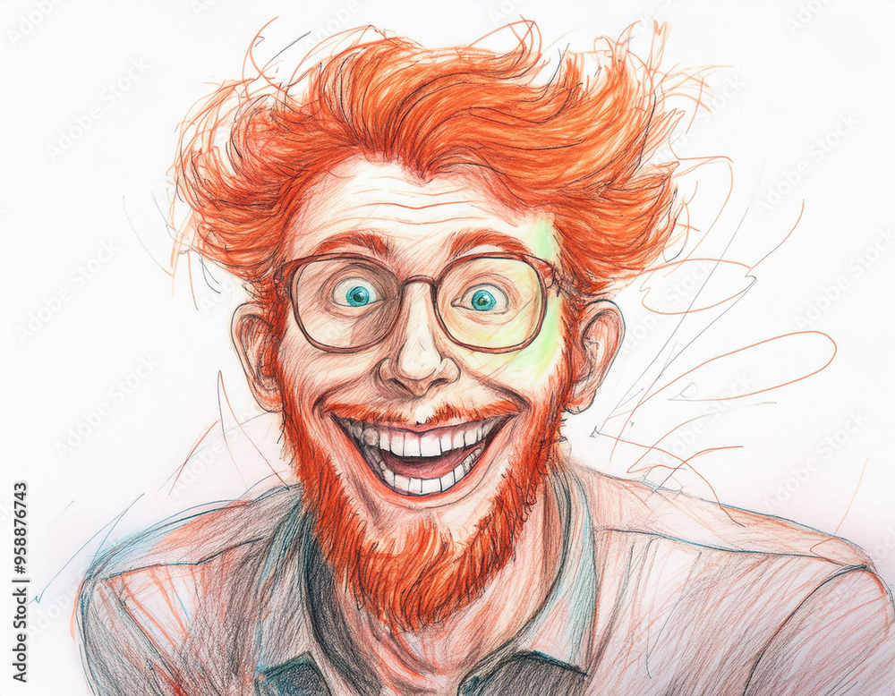 Funny Caricature of a Man on White Background Funny Caricature of a Man on White Background