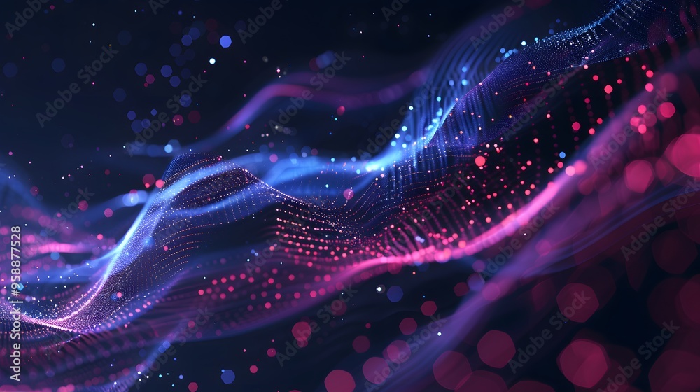 Blue purple wave line light gradient dark background. Abstract technology big data digital background. 3D rendering. Blue purple wave line light gradient dark background. Abstract technology big data digital background. 3D rendering.
