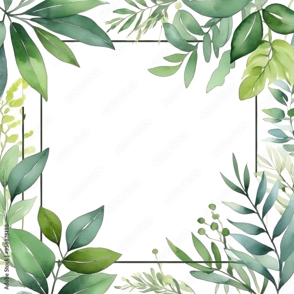 Watercolor botanical background frame Watercolor botanical background frame