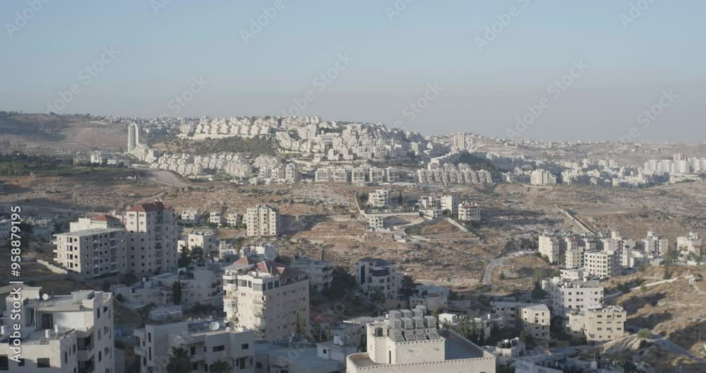 Old Bethlehem Cityscape in the Foreground and Newer Colonies in the Background with White Stone Classic Architecture Old Bethlehem Cityscape in the Foreground and Newer Colonies in the Background with White Stone Classic Architecture